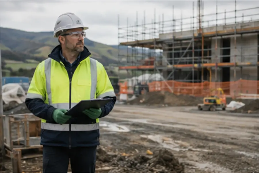 Review of work methods and safety controls at a construction site